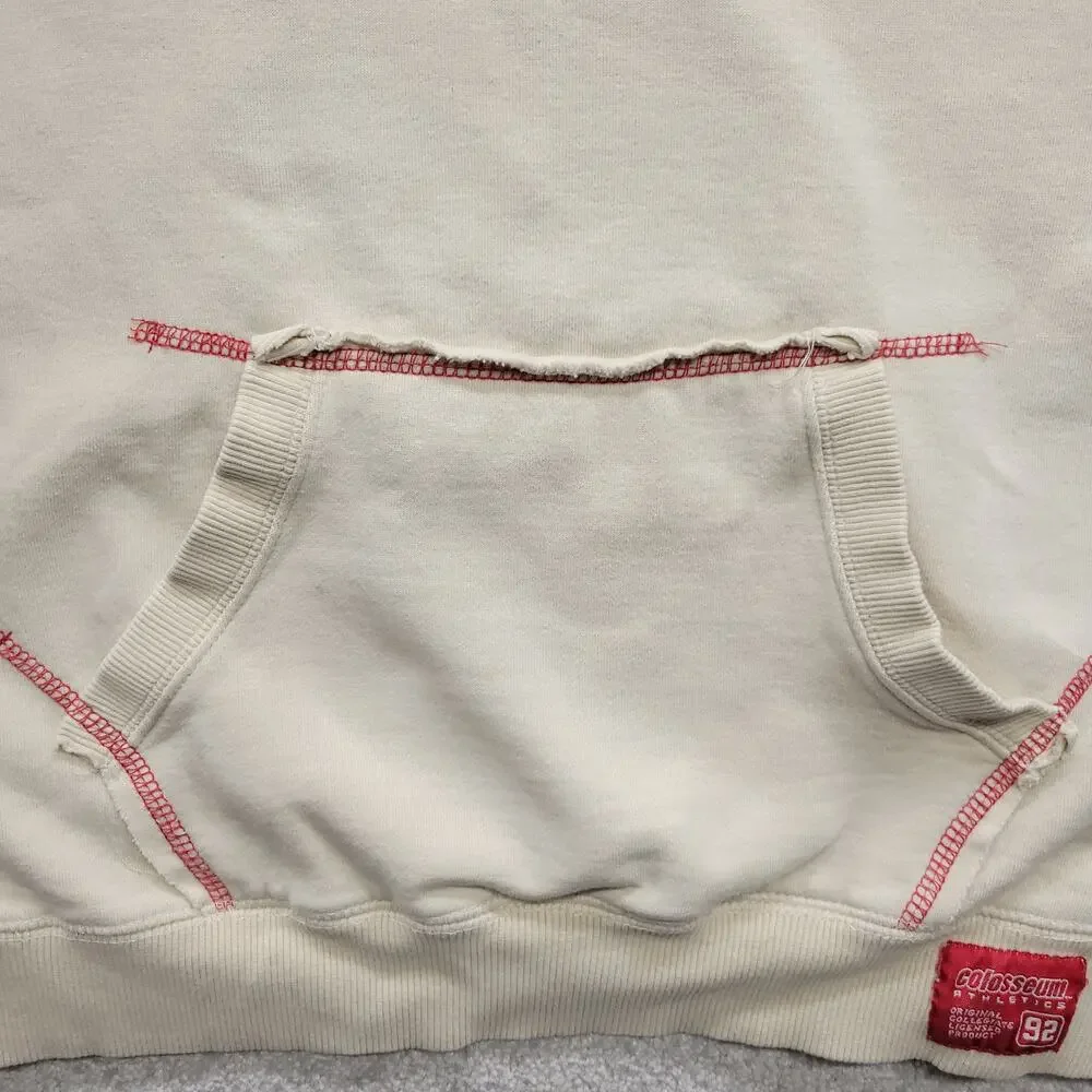 Wisconsin Badgers Hoodie Womens XL Colosseum Cream Embroidered NCAA Sweatshirt
